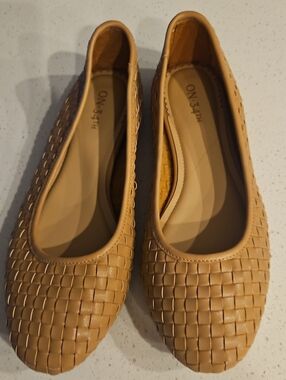 On 34th, Woven Ballet Flats in Tan by